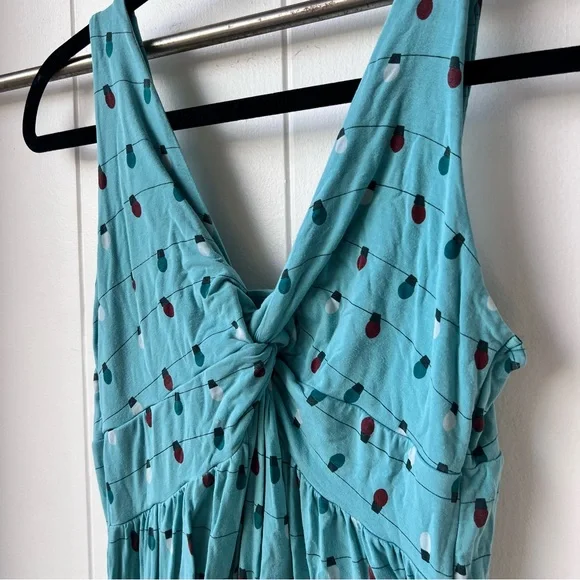 Kickee Pants Simple Twist Pajamas Dress Night Gown Blue Glacier Holiday Lights M - Picture 3 of 7